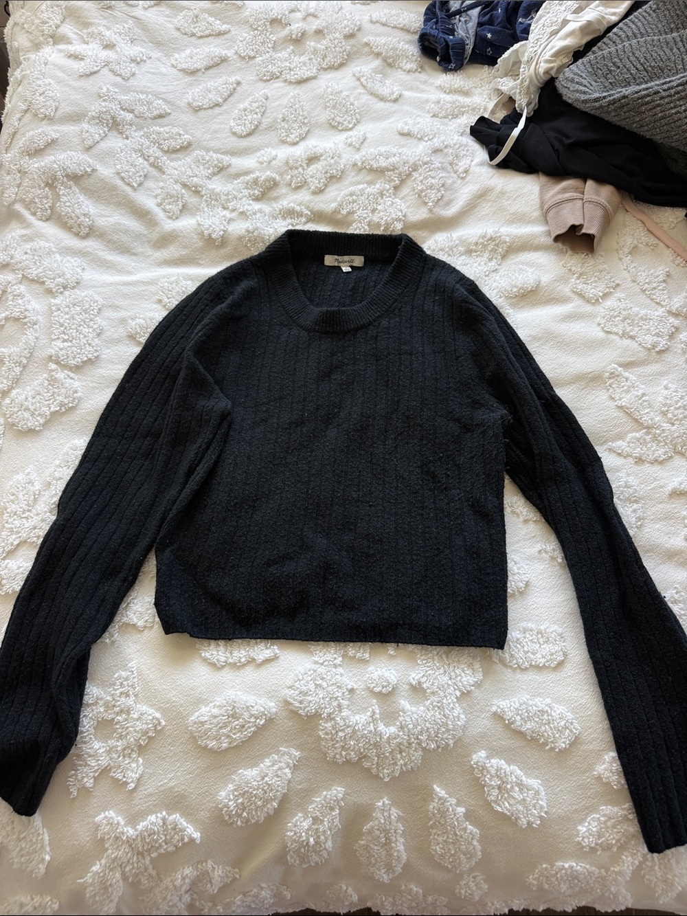 Madewell Black Ribbed Crewneck Sweater